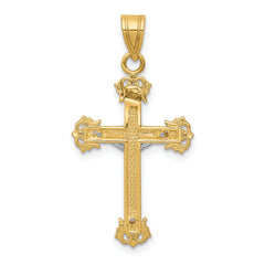 10K Two-tone Diamond-cut Crucifix Pendant