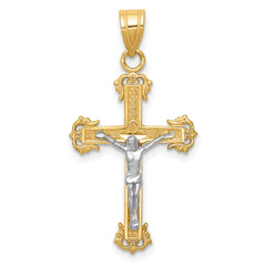 10K Two-tone Diamond-cut Crucifix Pendant