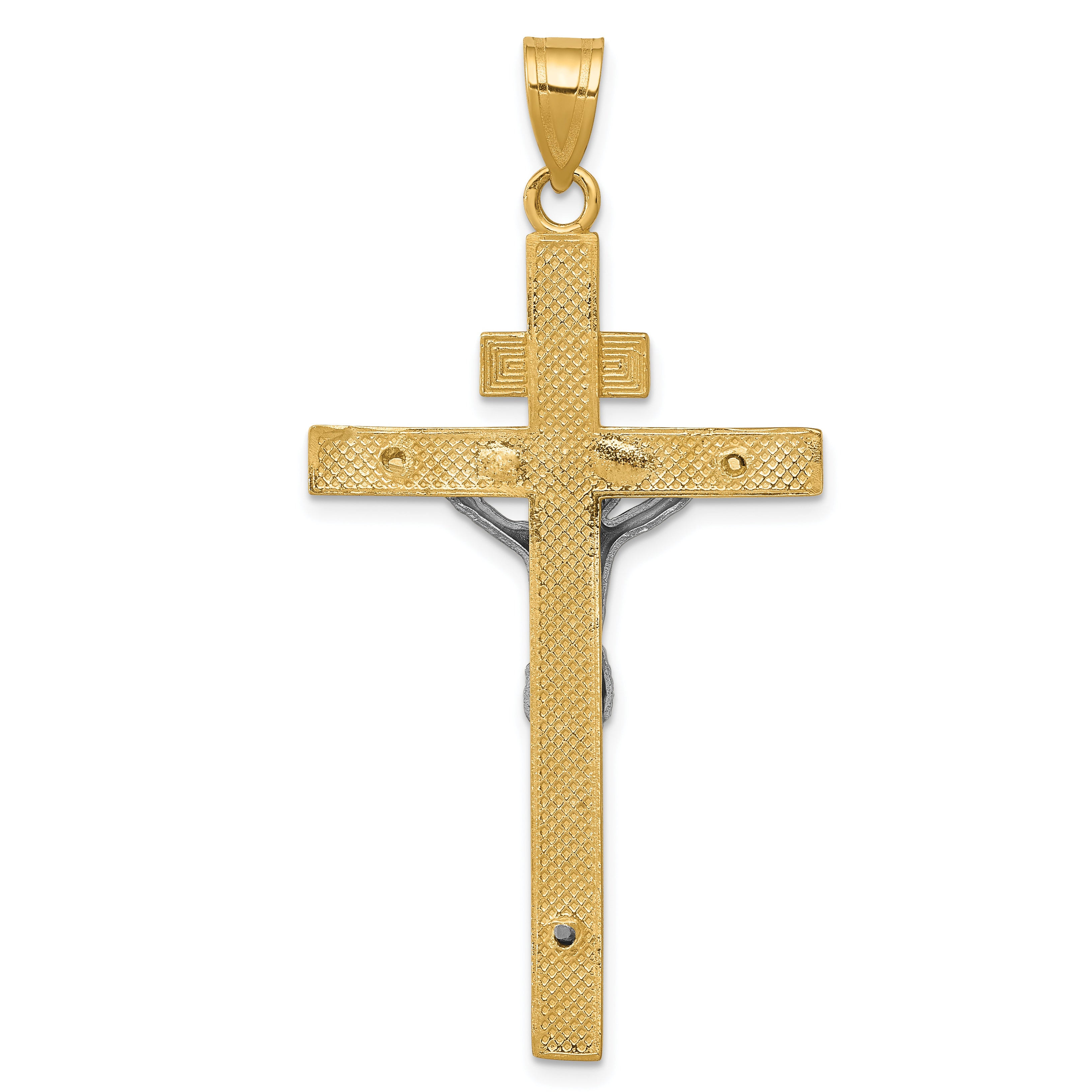 10K Two-tone INRI Crucifix Pendant