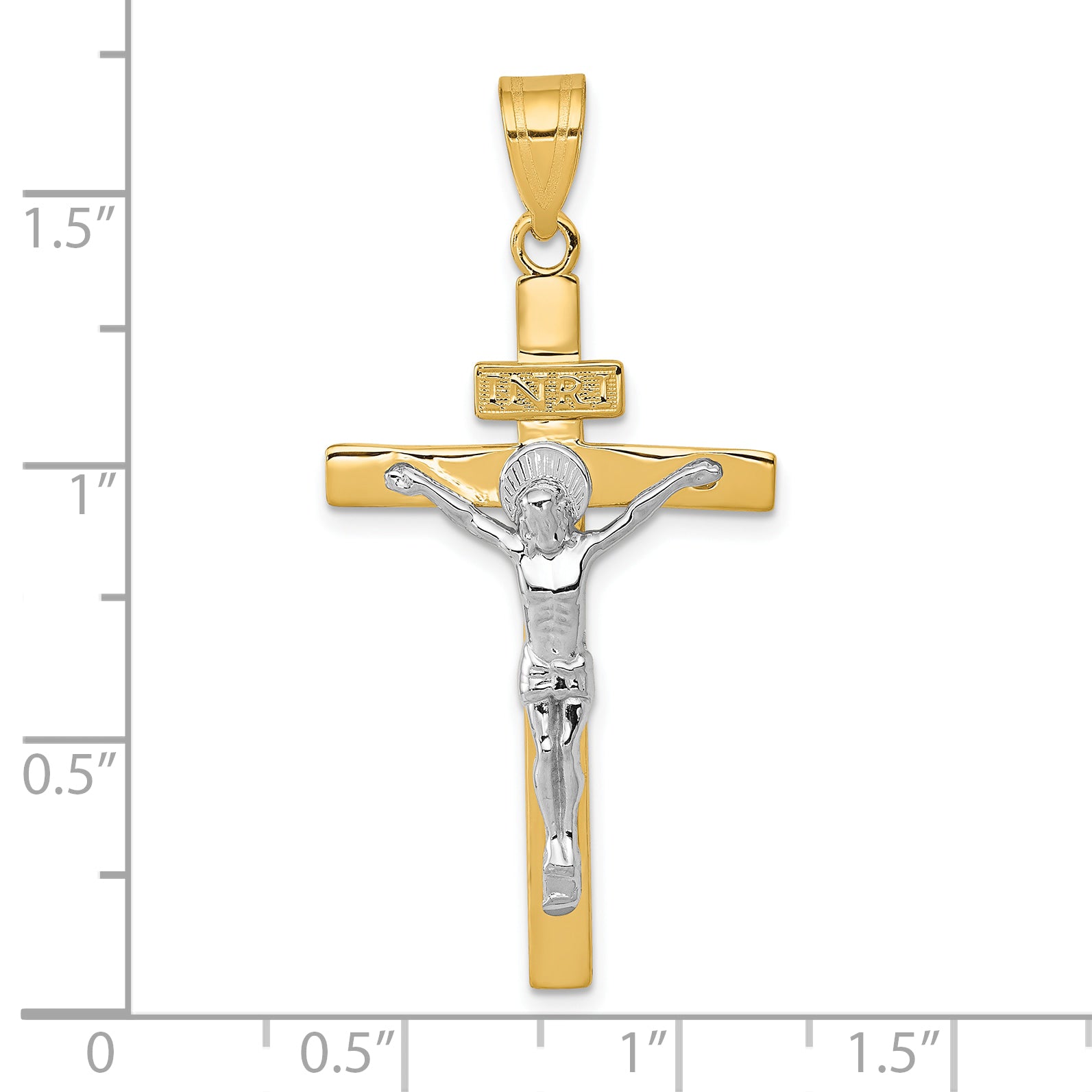 10K Two-tone INRI Crucifix Pendant