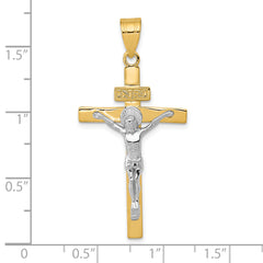 10K Two-tone INRI Crucifix Pendant