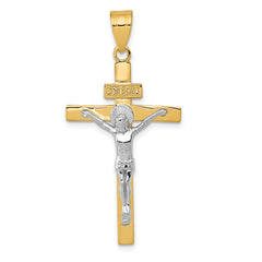 10K Two-tone INRI Crucifix Pendant