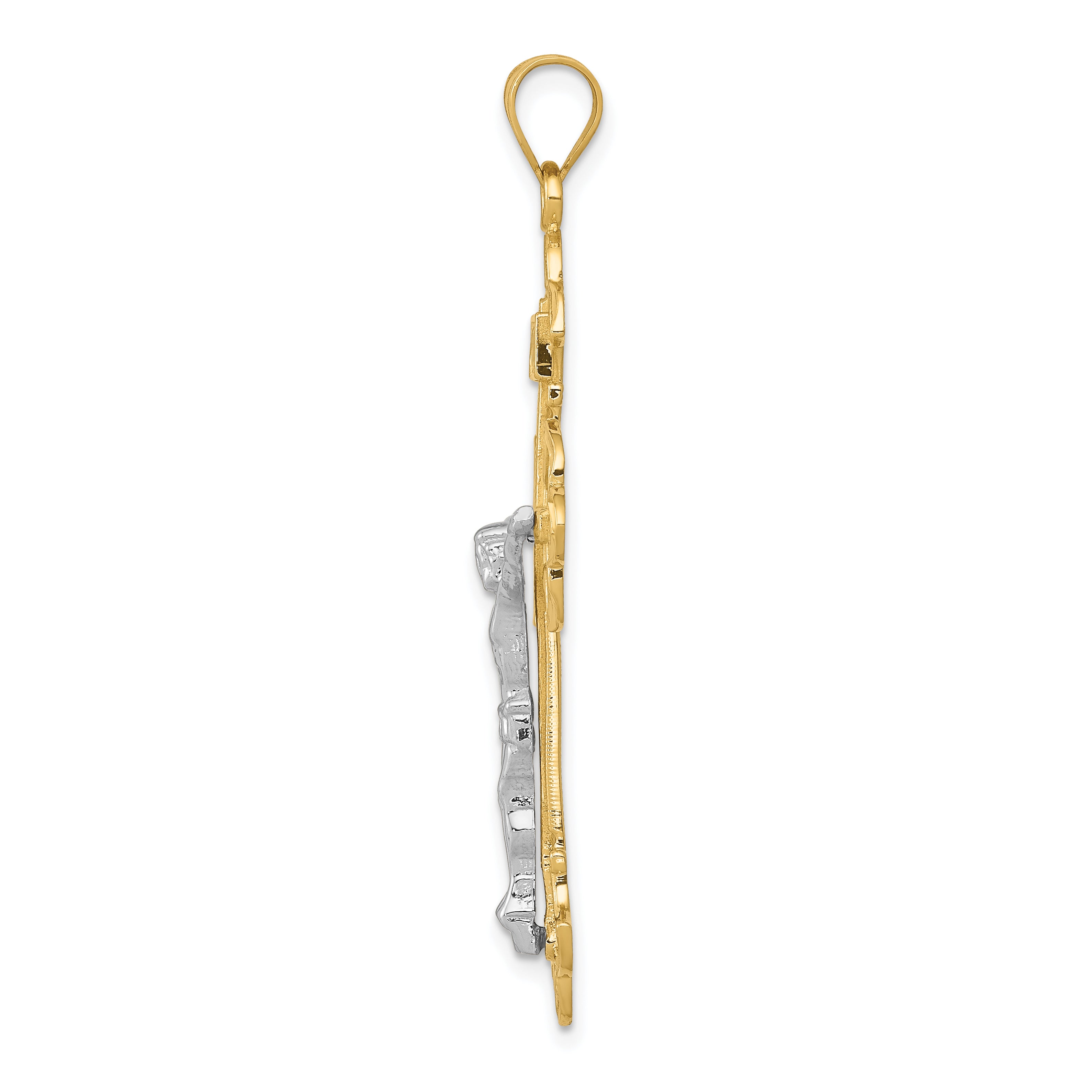 10K Two-tone INRI Crucifix Pendant