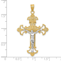 10K Two-tone INRI Crucifix Pendant