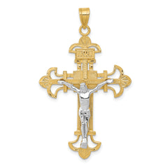 10K Two-tone INRI Crucifix Pendant