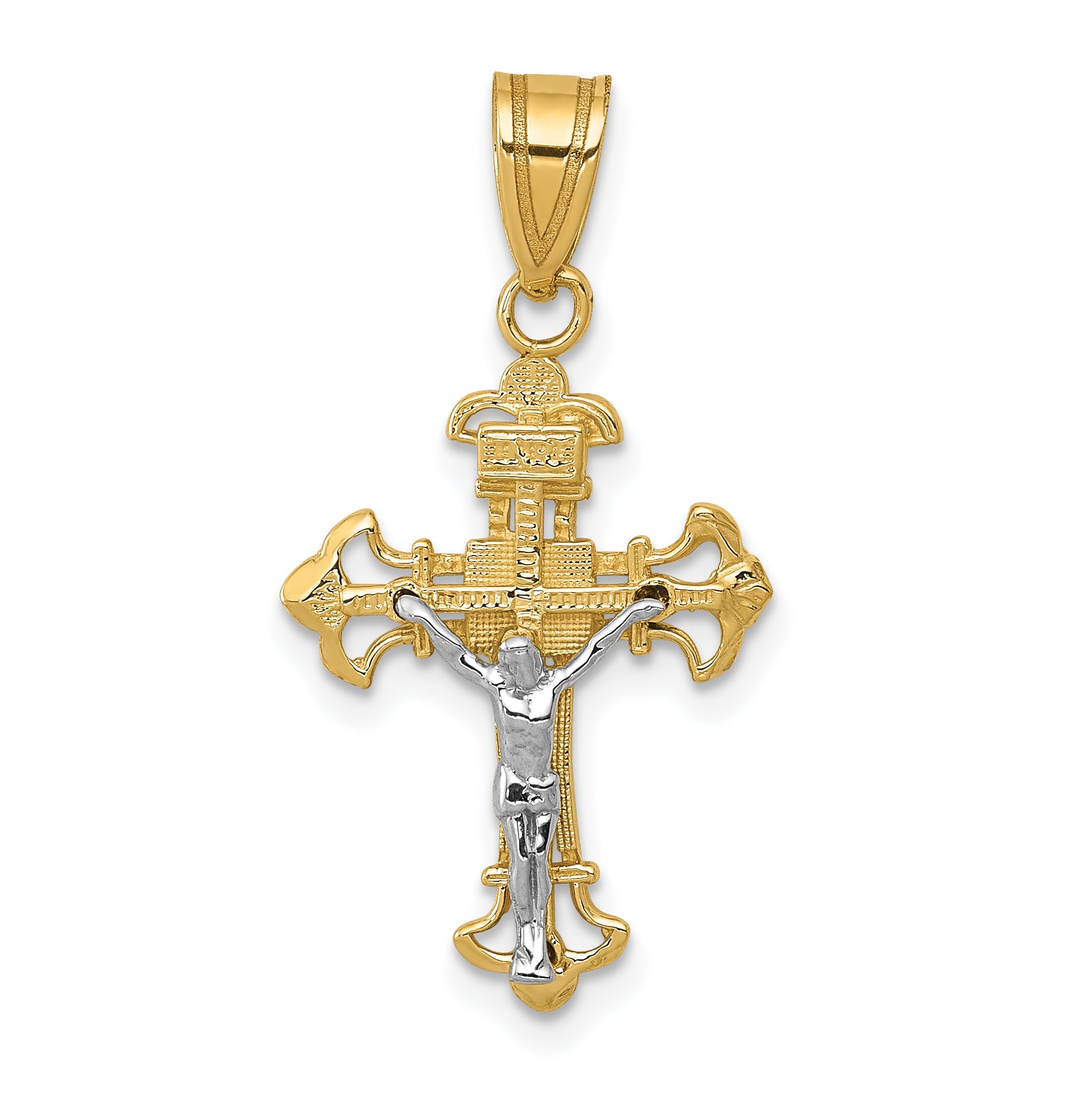 10K Two-tone INRI Crucifix Charm