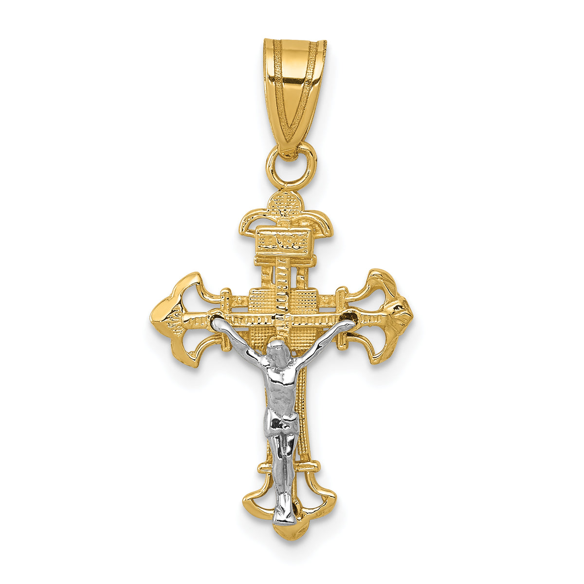 10K Two-tone INRI Crucifix Charm