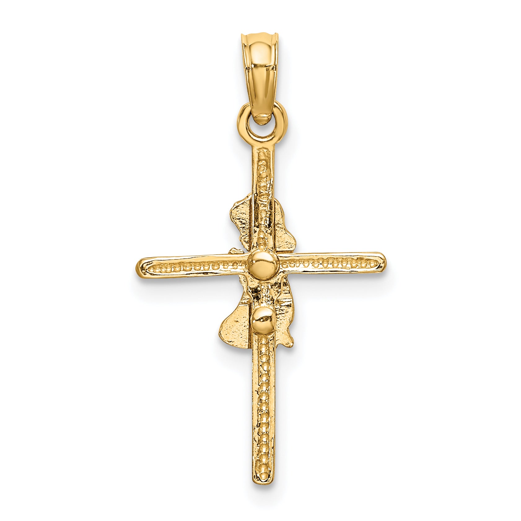 10k Praying Girl Cross Charm