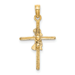 10k Praying Girl Cross Charm