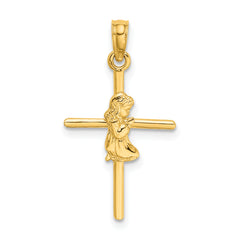 10k Praying Girl Cross Charm