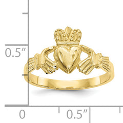 10K Satin & Diamond-cut Claddagh Ring