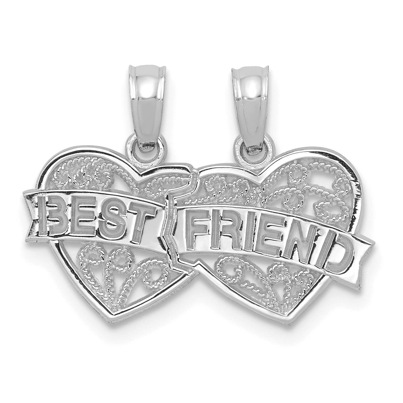 10K White Gold BEST FRIEND 2 Piece Break-A-Part Charm