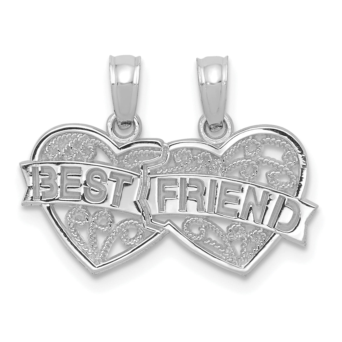 10K White Gold BEST FRIEND 2 Piece Break-A-Part Charm