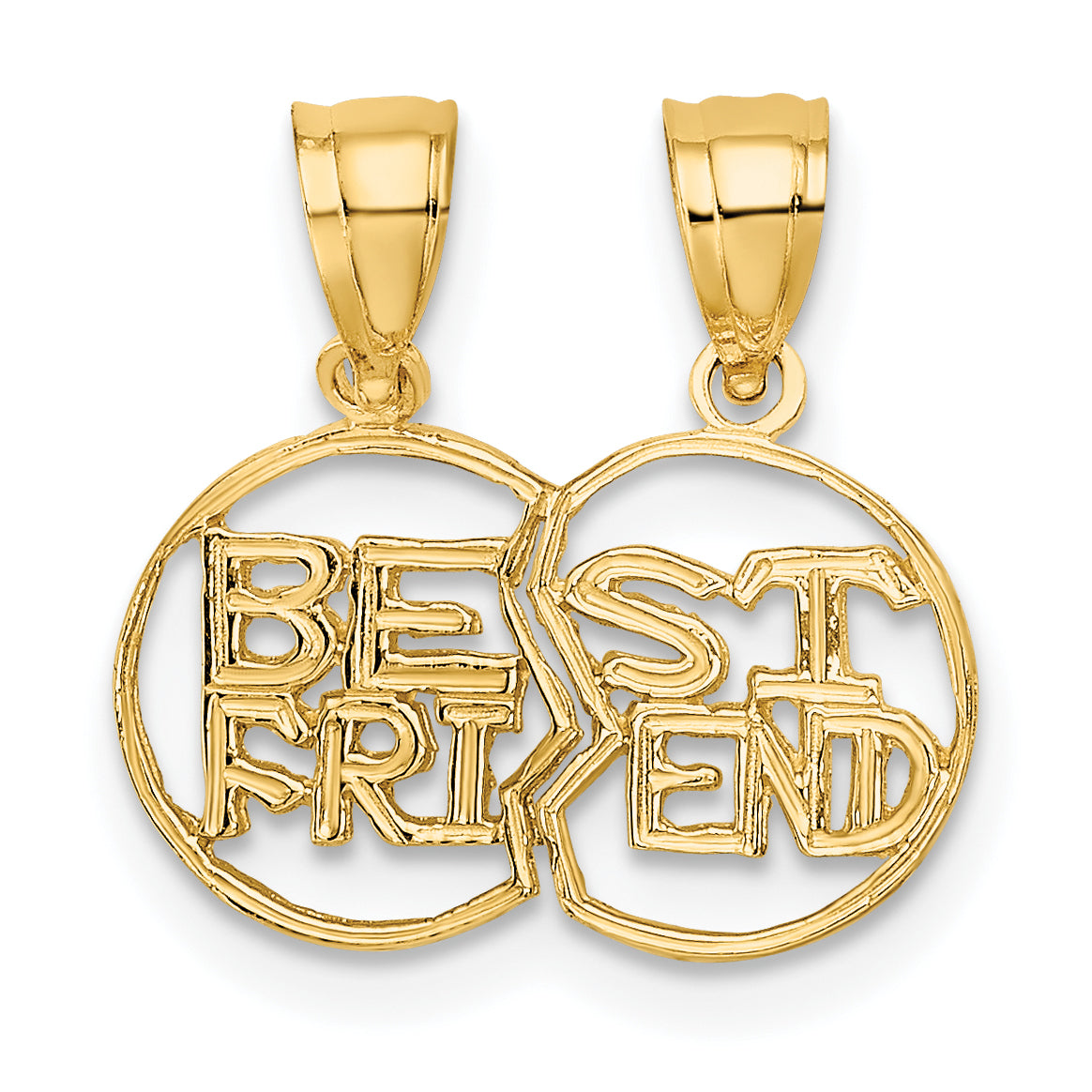 10K Break Apart Cut-Out BEST FRIEND Pendant