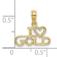 10K Polished / Textured I LOVE GOLD Charm