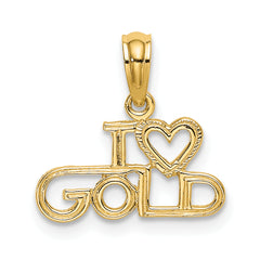 10K Polished / Textured I LOVE GOLD Charm