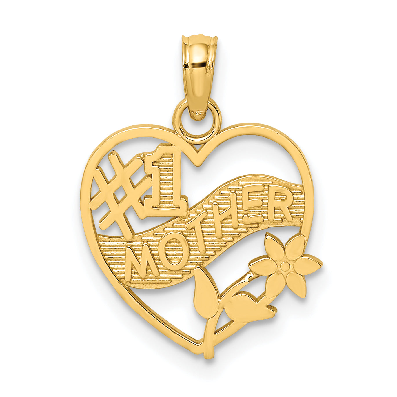 10K #1 MOTHER In Heart Frame Pendant