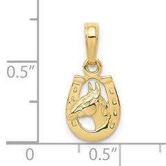 10k Horse Head in Horseshoe Pendant