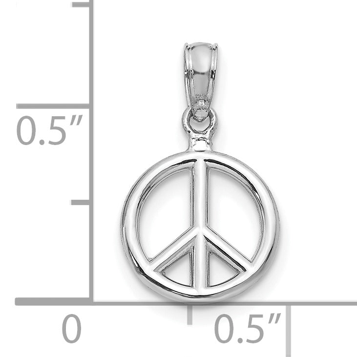 10K White Gold Polished Peace Symbol Pendant