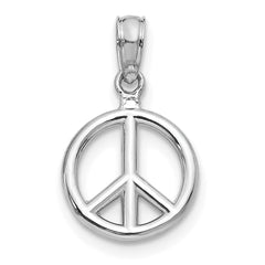 10K White Gold Polished Peace Symbol Pendant