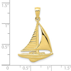 10K 2-D Sailboat Pendant