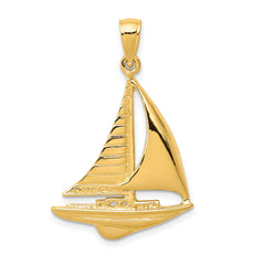 10K 2-D Sailboat Pendant