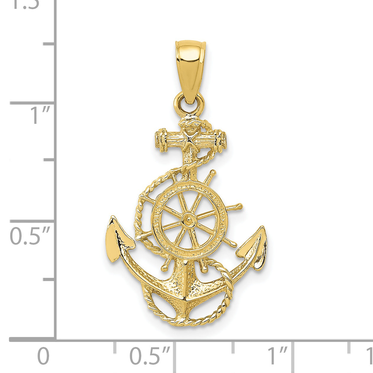 10K Anchor and Wheel Pendant