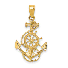 10K Anchor and Wheel Pendant