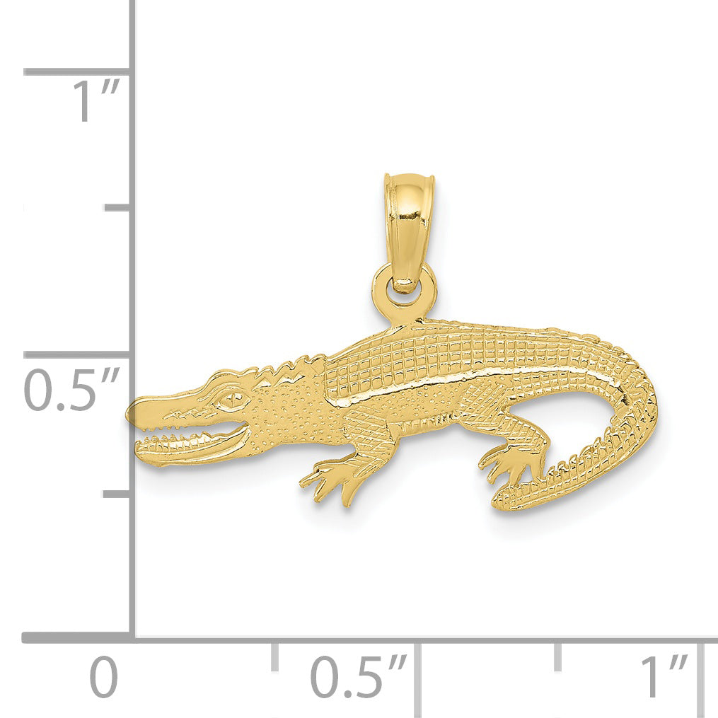 10K Textured Alligator Pendant