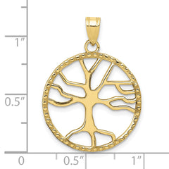 10K Tree of Life in Round Frame Pendant