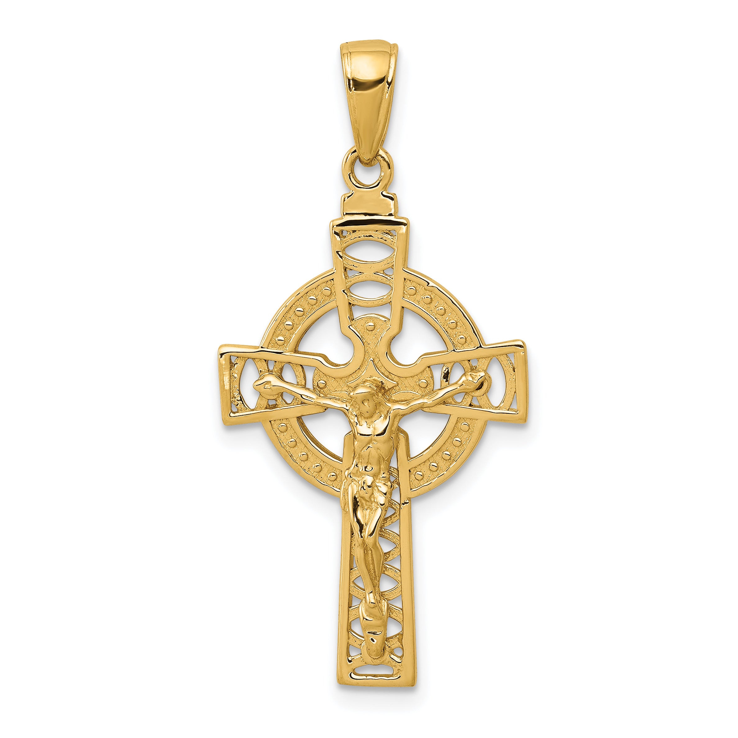 10k Polished Celtic Crucifix Pendant