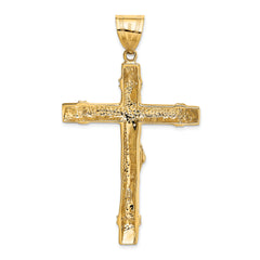 10k Two-tone CZ Crucifix Pendant