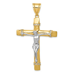 10k Two-tone CZ Crucifix Pendant