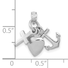 10K White Gold Faith, Hope and Charity Charm