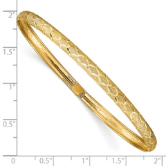 10k Hexagonal Design Diamond-cut Flexible Bangle