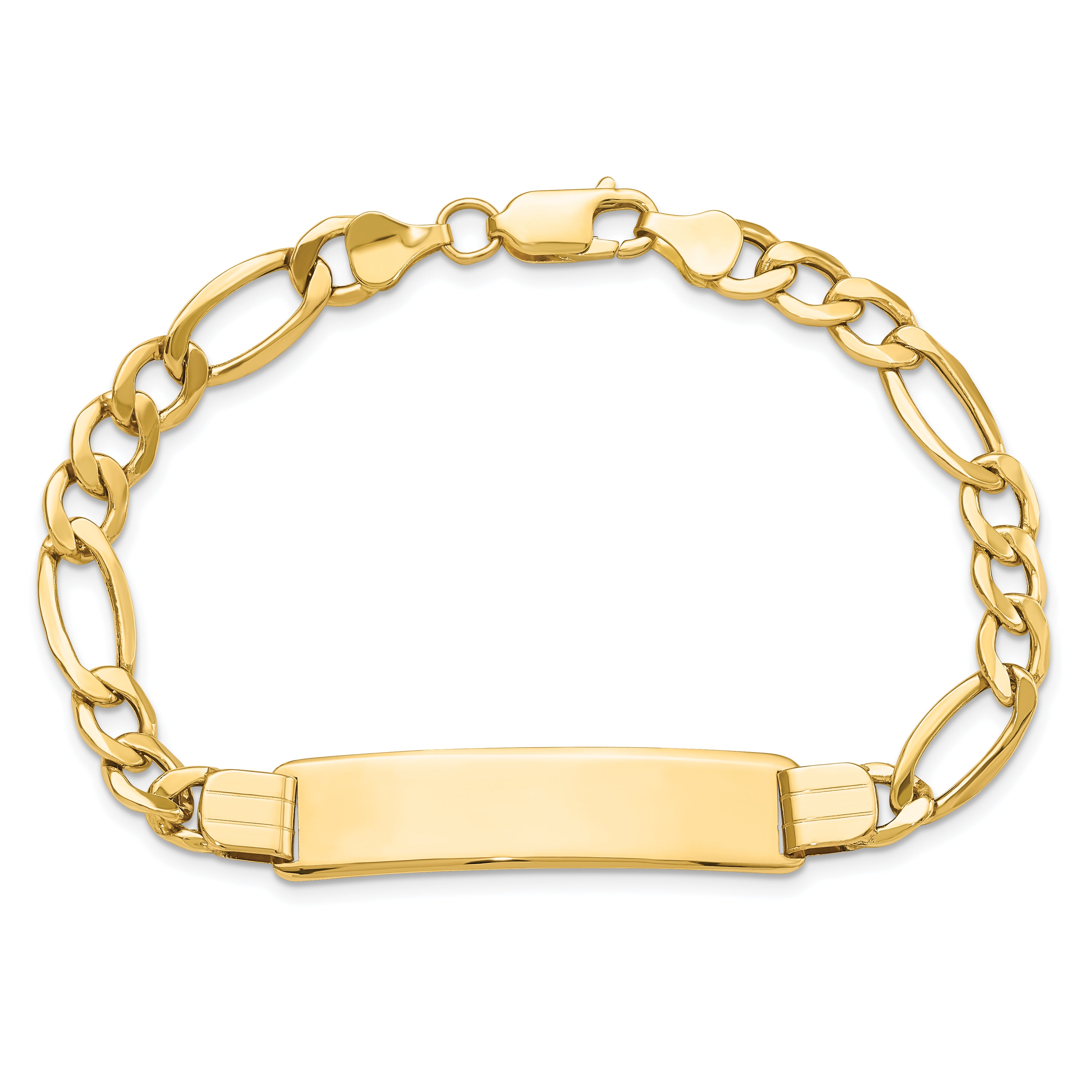 10k Semi-solid Figaro Link ID Bracelet