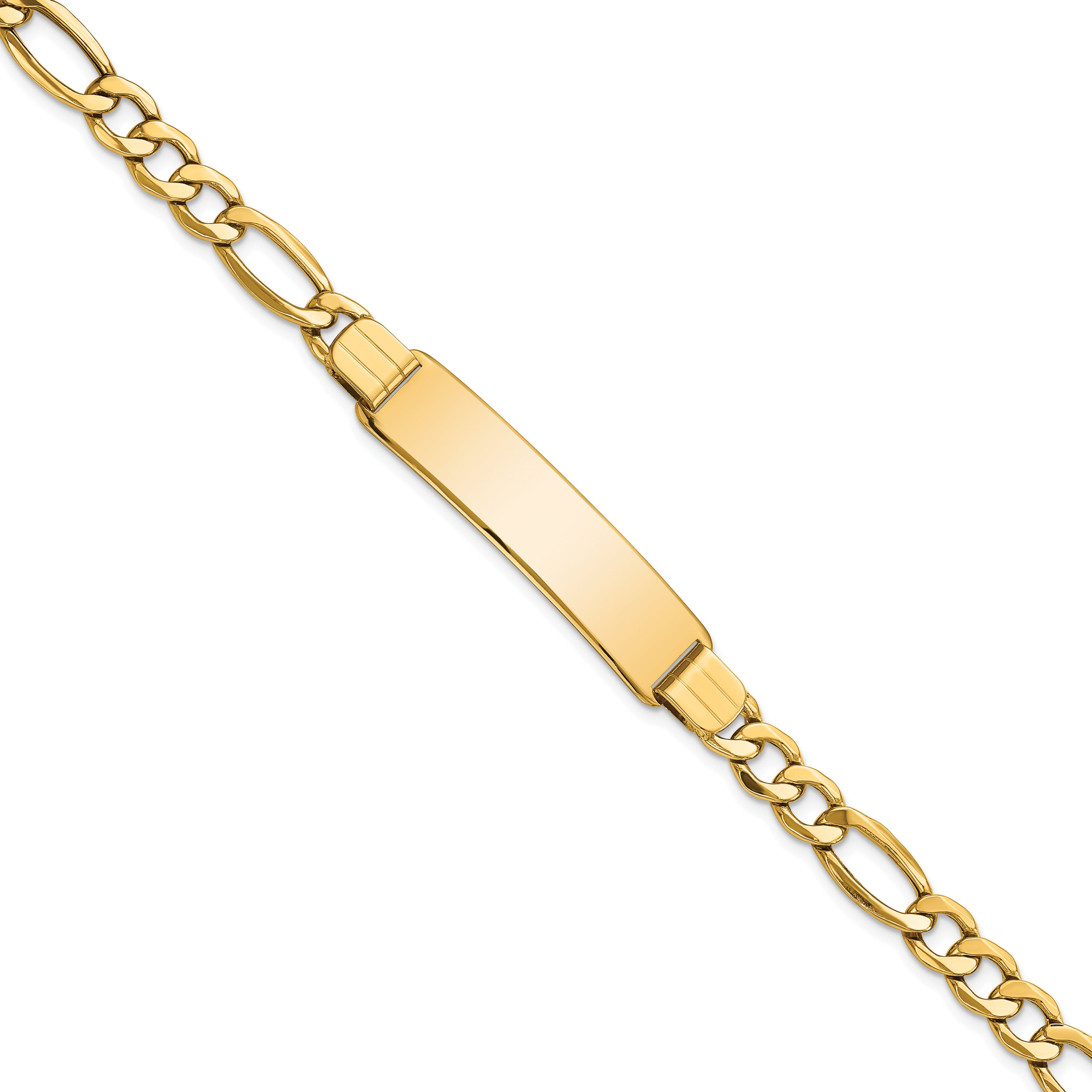 10k Semi-solid Figaro Link ID Bracelet