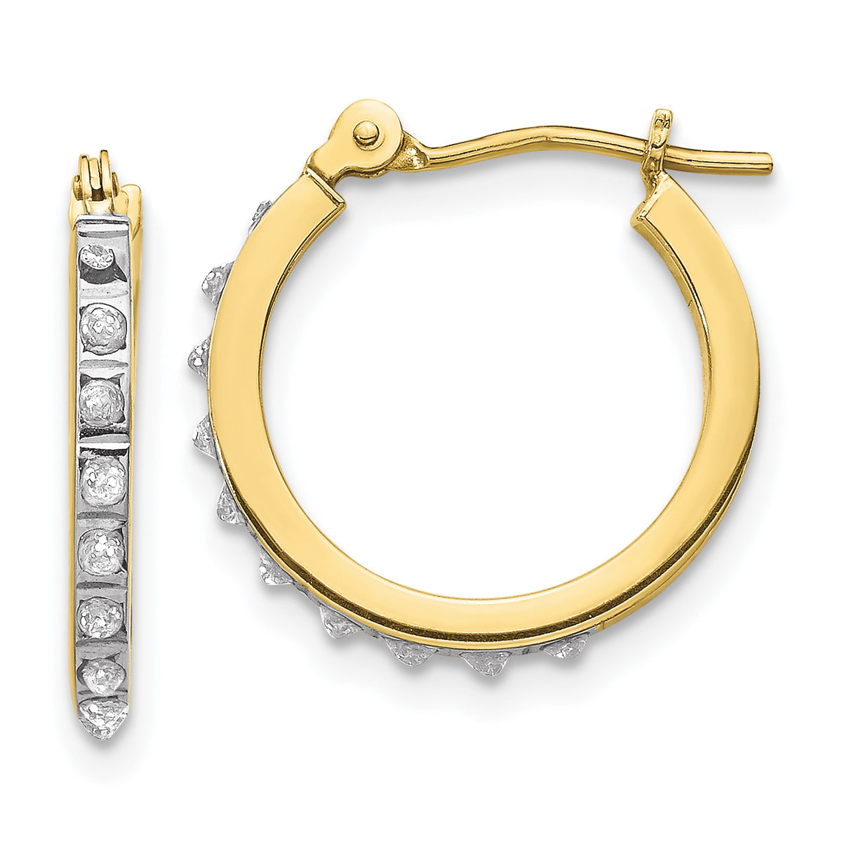 10k Diamond Fascination Small Hinged Hoop Earrings