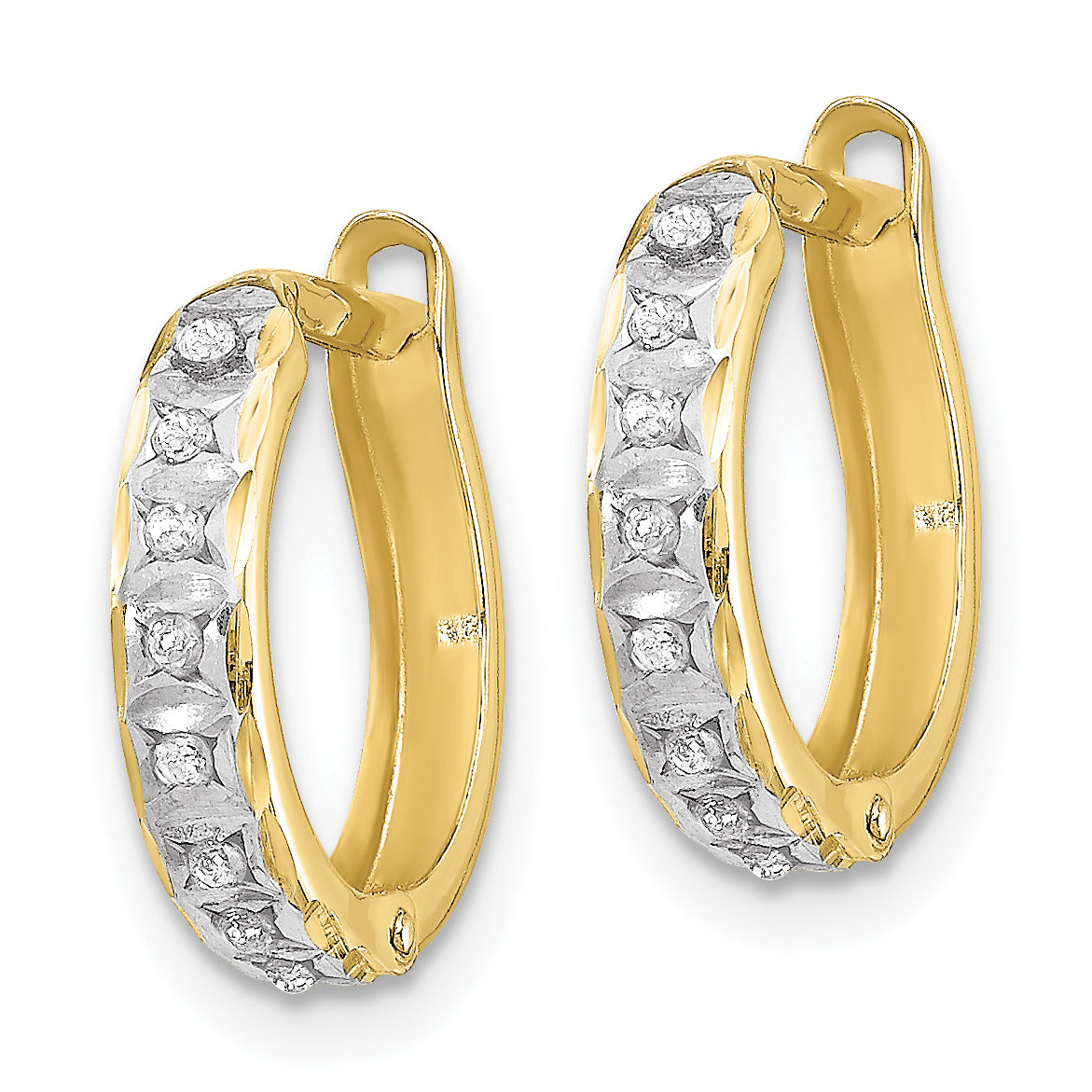 10k Diamond Fascination Round Hinged Hoop Earrings