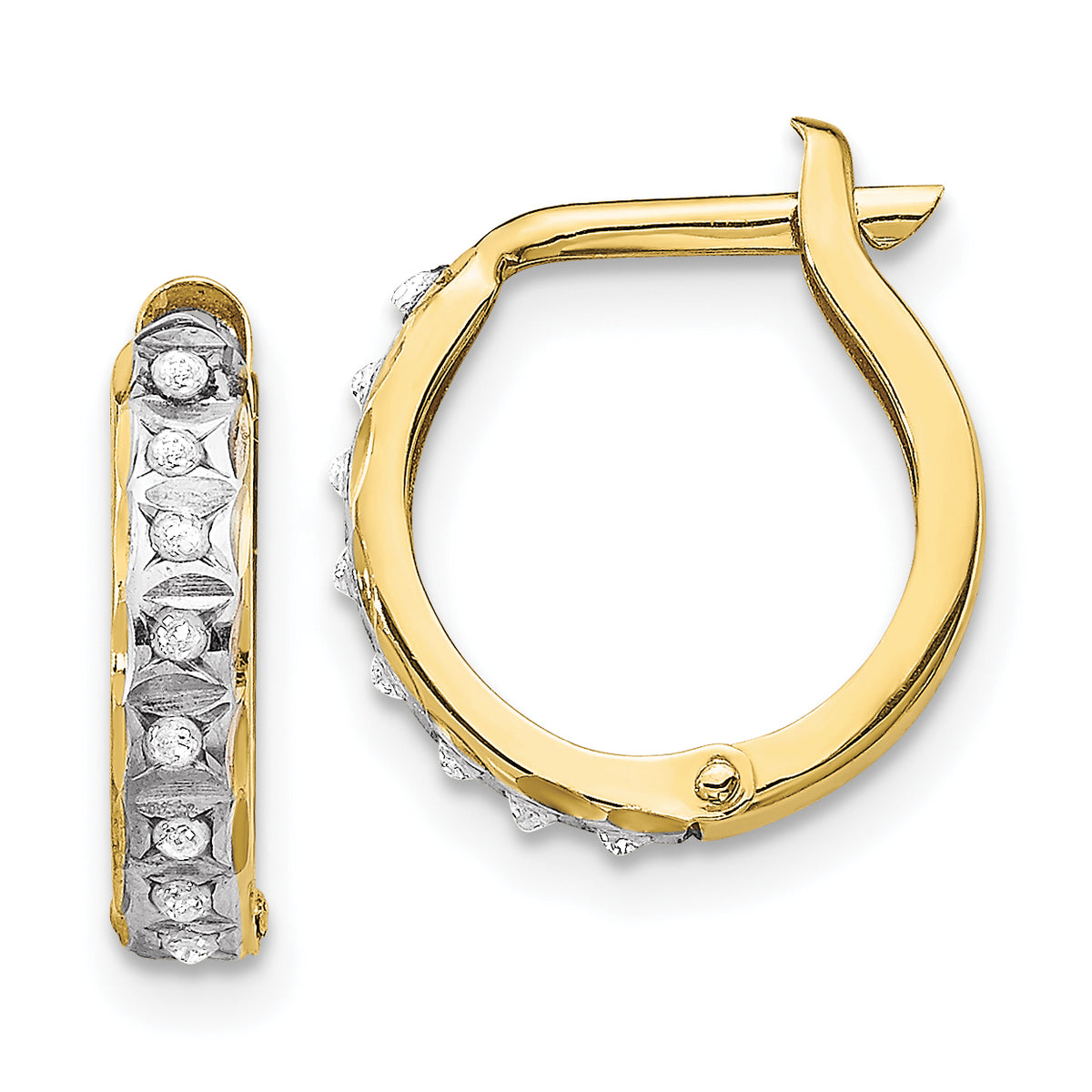 10k Diamond Fascination Round Hinged Hoop Earrings