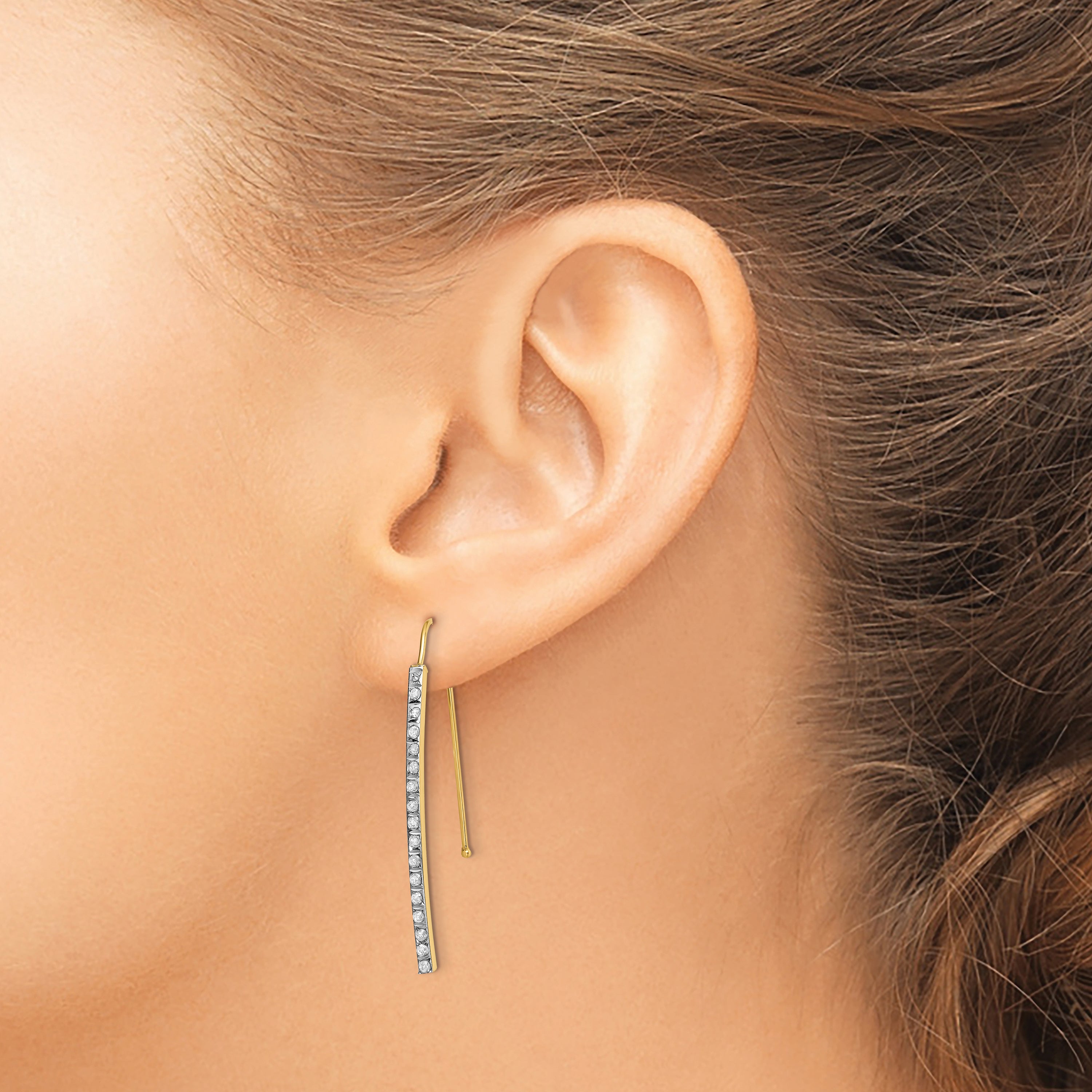 10K Diamond Fascination Bar Drop Earrings