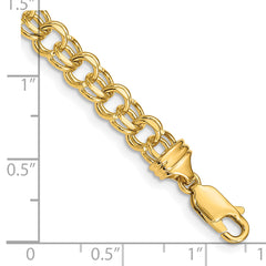 10k 7in 5.5mm Solid Double Link Charm Bracelet