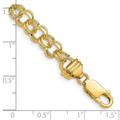 10k 7in 6.5mm Solid Double Link Charm Bracelet