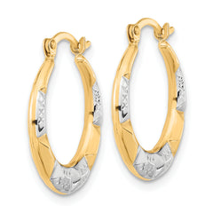 10K Gold and Rhodium Hollow Hoop Earrings with Polished Finish  Elegant and Lightweight