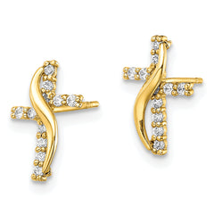 10K CZ Cross Post Earrings