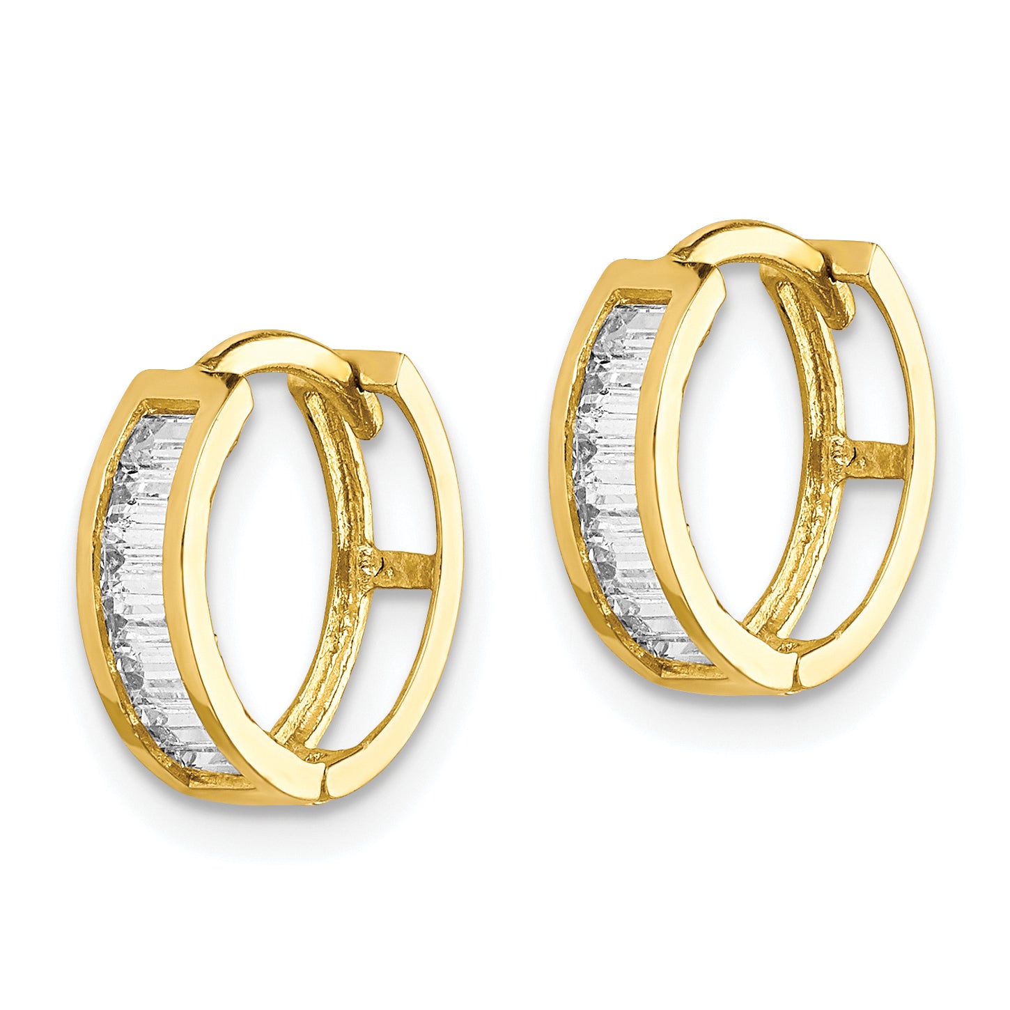 10K CZ Hinged Hoop Earrings