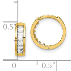 10K CZ Hinged Hoop Earrings