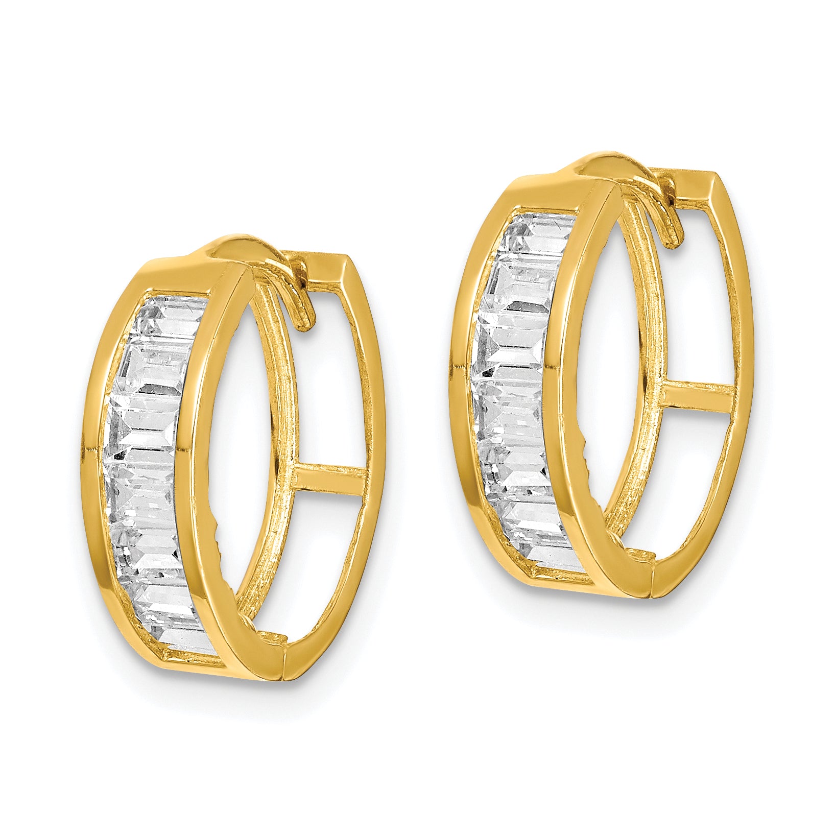 10K CZ Hinged Hoop Earrings