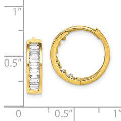 10K CZ Hinged Hoop Earrings