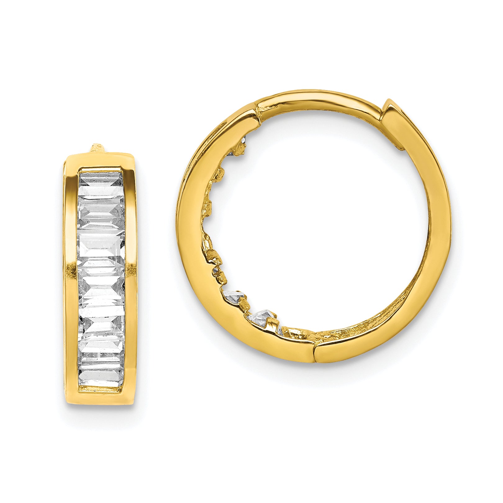 10K CZ Hinged Hoop Earrings